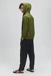 Shop_Terra Luna_Green Organic Handloom Oxford Cotton Callisto Zip Up Hoodie _at_Aza_Fashions