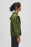 Terra Luna_Green Organic Handloom Oxford Cotton Callisto Zip Up Hoodie _Online_at_Aza_Fashions