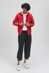 Buy_Terra Luna_Green Organic Handloom Oxford Cotton Plain Callisto Zip Up Hoodie _at_Aza_Fashions
