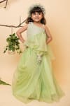 Lil Angels_Green Organza, Silk Sequins, Tassels, Embroidery Lehenga Set _Online_at_Aza_Fashions
