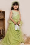 Buy_Lil Angels_Green Organza, Silk Sequins, Tassels, Embroidery Lehenga Set _Online_at_Aza_Fashions