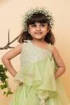 Lil Angels_Green Organza, Silk Sequins, Tassels, Embroidery Lehenga Set _at_Aza_Fashions