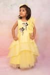 Buy_Lil Angels_Yellow Embroidered Organza Gown For Girls_at_Aza_Fashions