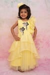 Lil Angels_Yellow Embroidered Organza Gown For Girls_Online_at_Aza_Fashions