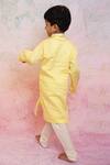 Shop_Lil Angels_Yellow Embroidered Kurta And Pant Set For Boys_at_Aza_Fashions