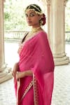 Buy_Gopi Vaid_Pink Georgette Anupa Pre-draped Saree With Blouse_Online_at_Aza_Fashions