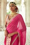Shop_Gopi Vaid_Pink Georgette Anupa Pre-draped Saree With Blouse_Online_at_Aza_Fashions