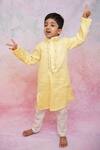 Buy_Lil Angels_Yellow Embroidered Kurta And Pant Set For Boys_Online_at_Aza_Fashions