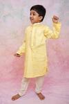Shop_Lil Angels_Yellow Embroidered Kurta And Pant Set For Boys_Online_at_Aza_Fashions