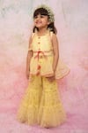 Buy_Lil Angels_Yellow Cotton, Net Embroidery, Sequins Kurta And Sharara Set _at_Aza_Fashions