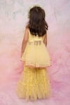 Shop_Lil Angels_Yellow Cotton, Net Embroidery, Sequins Kurta And Sharara Set _at_Aza_Fashions