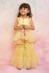 Buy_Lil Angels_Yellow Cotton, Net Embroidery, Sequins Kurta And Sharara Set _Online_at_Aza_Fashions