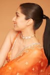 Gopi Vaid_Orange Tussar Silk Embroidered Lehenga Set_Online_at_Aza_Fashions