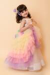 Lil Angels_White Embroidered Silk Ruffle Gown For Girls_Online_at_Aza_Fashions