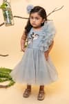 Lil Angels_Grey Organza Embroidered Dress _Online_at_Aza_Fashions