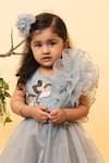 Lil Angels_Grey Organza Embroidered Dress _at_Aza_Fashions