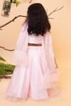 Shop_Lil Angels_Pink Organza, Silk Embroidery Lehenga Set _at_Aza_Fashions