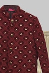 Shop_Lil Angels_Maroon Georgette, , Satin Sequins Embroidered Sherwani And Pant Set _at_Aza_Fashions