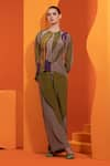 Buy_Nautanky_Purple Natural Crepe Printed Abstract Geometric Round Tie-up Shirt And Pant Set _Online_at_Aza_Fashions