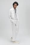 Buy_Terra Luna_White 100% Linen Plain Europa Jacket _at_Aza_Fashions