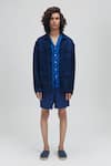 Buy_Terra Luna_Blue 100% Linen Plain Europa Jacket _at_Aza_Fashions