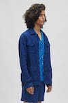 Shop_Terra Luna_Blue 100% Linen Plain Europa Jacket _at_Aza_Fashions