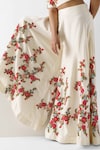 Shop_suruchi parakh_White Tussar Silk Embroidered Floral Motif Thread Palazzo And Crop Top Set_Online_at_Aza_Fashions