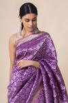 Shop_Ekaya_Purple Handwoven Banarasi Silk Saree_at_Aza_Fashions