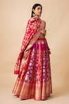 Shop_Ekaya_Pink Handwoven Silk Lehenga Set_at_Aza_Fashions