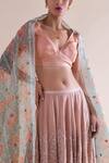 Ekaya_Pink Tissue Silk Handwoven Chikankari Lehenga Set_Online_at_Aza_Fashions