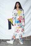 Shop_Anamika Khanna_Multi Color Printed Silk Tunic And Pant Set_at_Aza_Fashions