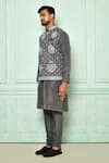 Arihant Rai Sinha_Grey Embroidery Thread And Mirror Bundi _Online_at_Aza_Fashions