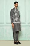 Buy_Arihant Rai Sinha_Grey Embroidery Thread And Mirror Bundi _Online_at_Aza_Fashions