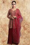 Buy_Abhi Singh_Maroon Layered Anarkali With Dupatta  _at_Aza_Fashions