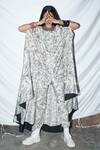 Anamika Khanna_White Silk Printed Asymmetric Cape And Pant Set_Online_at_Aza_Fashions