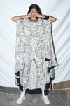 Buy_Anamika Khanna_White Silk Printed Asymmetric Cape And Pant Set_Online_at_Aza_Fashions