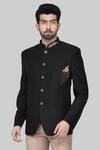 Shop_Arihant Rai Sinha_Black Cotton Bandhgala Set_Online_at_Aza_Fashions