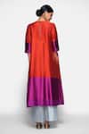 Shop_Payal Khandwala_Red Handwoven Silk Embroidery Round Kurta _at_Aza_Fashions