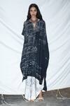 Shop_Anamika Khanna_Black Printed Silk Kaftan And Skirt Set_at_Aza_Fashions