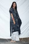 Anamika Khanna_Black Printed Silk Kaftan And Skirt Set_Online_at_Aza_Fashions