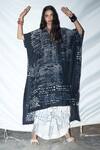 Buy_Anamika Khanna_Black Printed Silk Kaftan And Skirt Set_at_Aza_Fashions