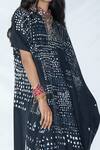 Shop_Anamika Khanna_Black Printed Silk Kaftan And Skirt Set_Online_at_Aza_Fashions