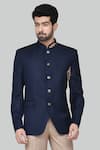 Shop_Arihant Rai Sinha_Blue Cotton Bandhgala Set _Online_at_Aza_Fashions