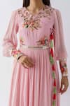 Buy_Suruchi Parakh_Pink Satin Silk Printed Embroidery Zardozi V Neck Angarkha _Online_at_Aza_Fashions