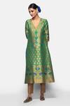 Buy_Payal Khandwala_Green Silk Brocade Kurta_at_Aza_Fashions