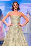 Anushree Reddy_Green Organza Embroidery Square Neck Micah Flower Chandelier Gown _Online_at_Aza_Fashions