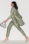 FEBo6_Green Silk Plain Open Dome Trichromatic Jacket With Pant _at_Aza_Fashions