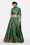 Buy_Payal Khandwala_Green Silk Brocade Blouse_Online_at_Aza_Fashions
