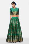 Payal Khandwala_Green Silk Brocade Blouse_Online_at_Aza_Fashions