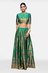 Buy_Payal Khandwala_Green Silk Brocade Blouse_at_Aza_Fashions